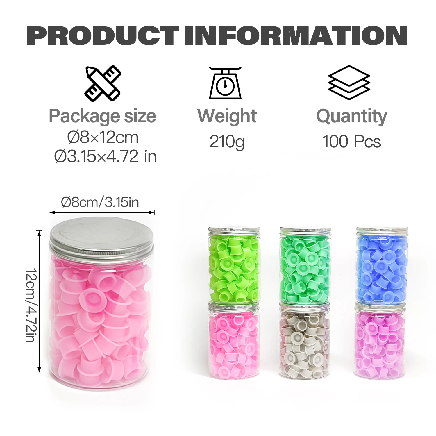 100Pcs Disposable Canned Silicone Tattoo Ink Cups With Base Pigment Holder Container Cap Tattoo Accessory Permanent Makeup