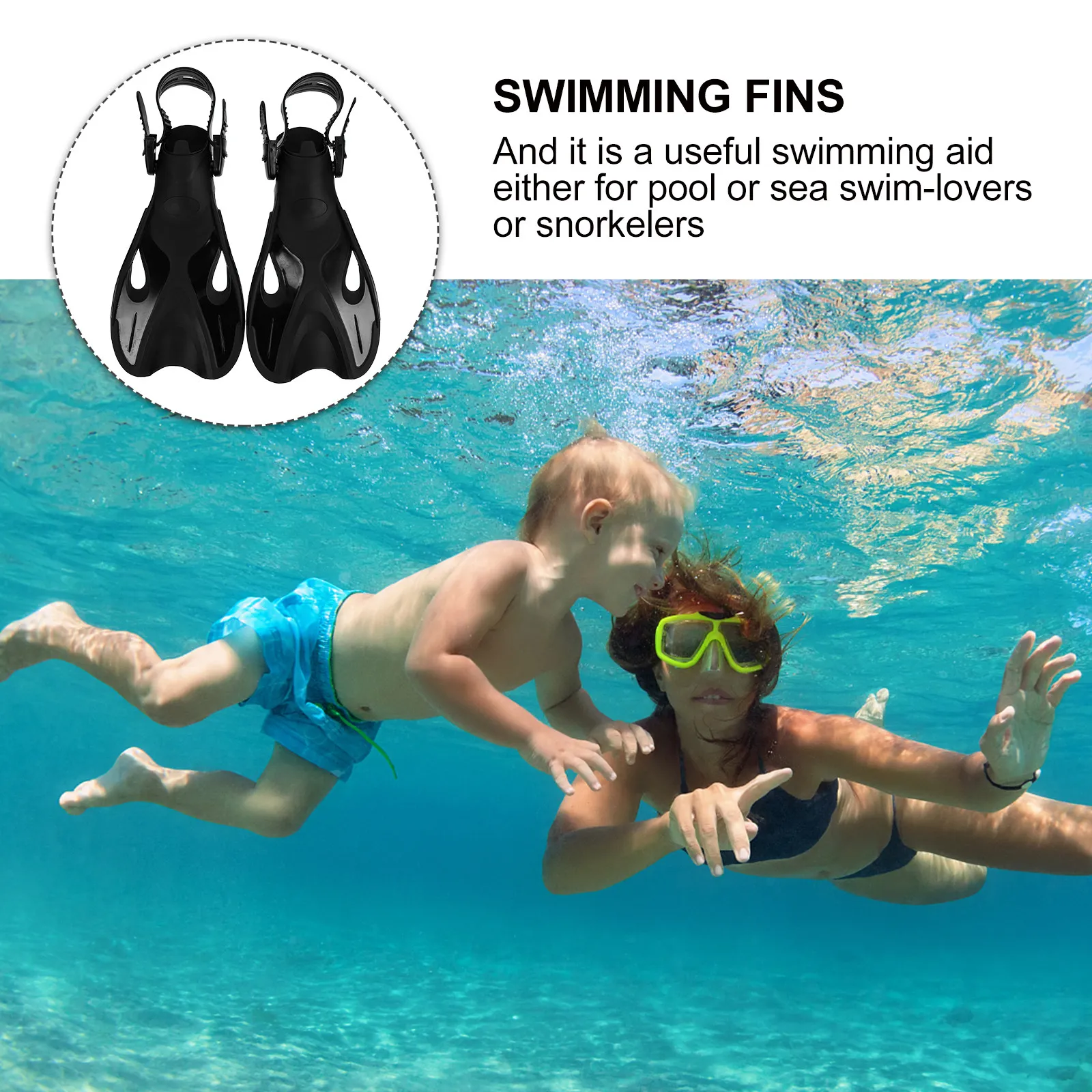 

1 пара детских плавательных ласт с регулируемой открытой пяткой, удобные, мягкие, портативные, легкие, для путешествий, снорклинга, дайвинга