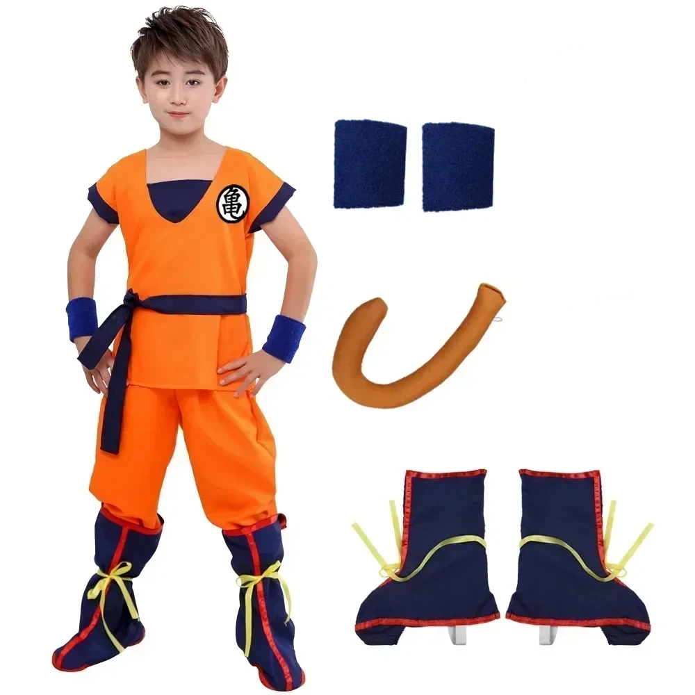 

Halloween adultes enfants costumes Son Goku Gui carnaval Anime Cosplay vacances Costumes queue poignet perruque