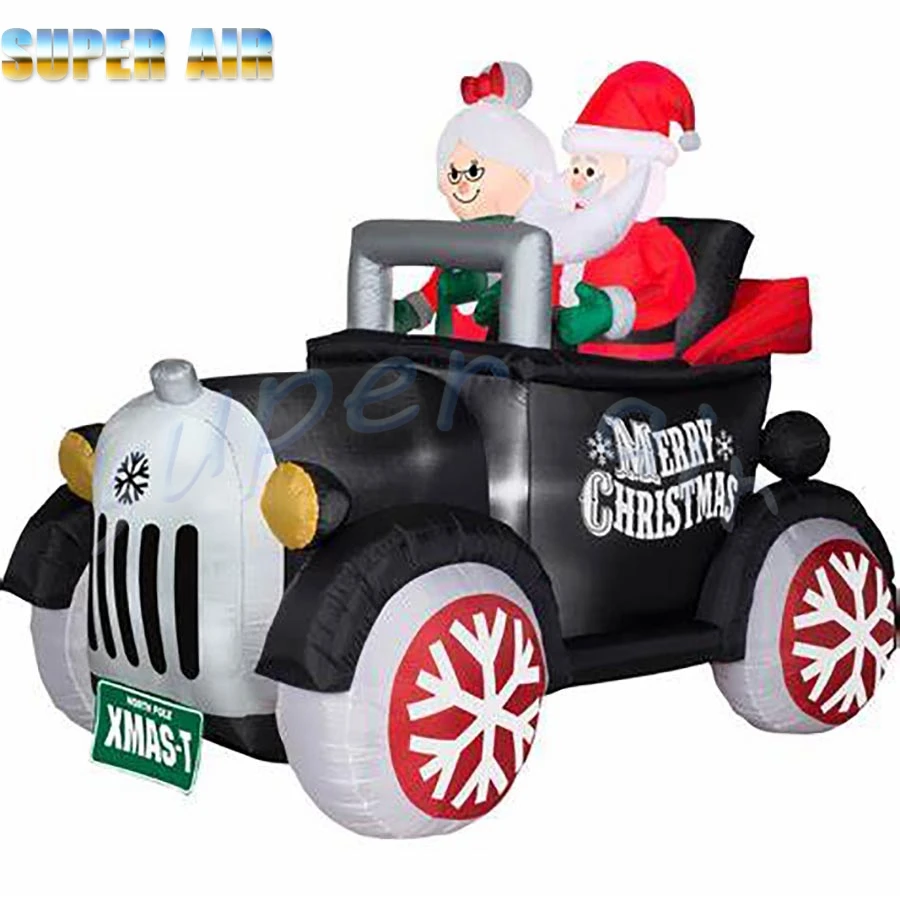 New design Chirstmas model inflatable Santa Claus sitting in the airplane with gift