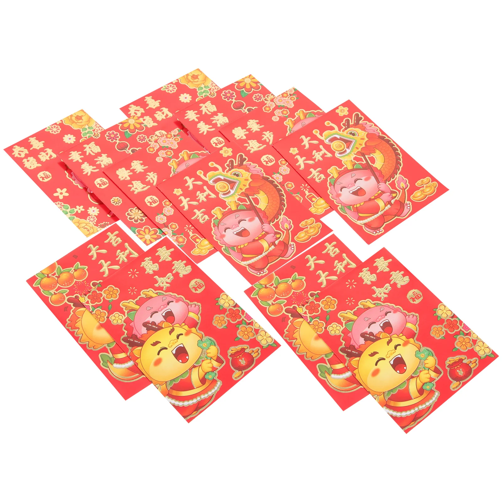 

30pcs Dragon Year Red Envelopes 2024 Cartoon Zodiac New Year Bags Cute Envelope Decorative Gifts Prosperity Fortune