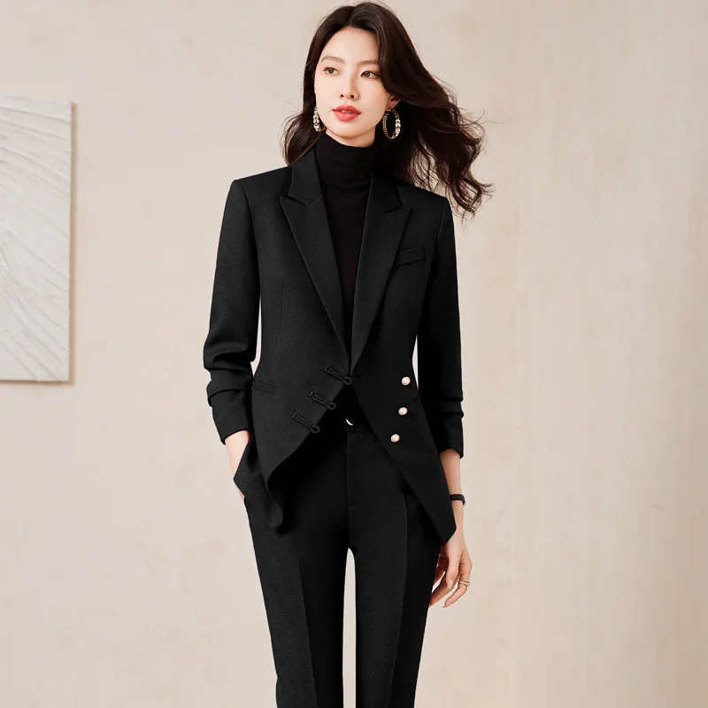 Autumn Winter Women Business Suits with Pants and Jackets Coat Formal OL Styles Pantsuits for Women Blazers Professional