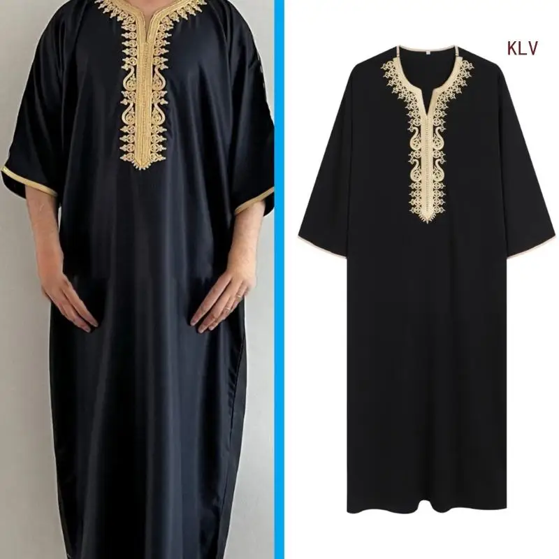 Hombre Kaftan árabe Thobe Túnica árabe islámica Kaftan Oriente Medio, Hombre Casual Manga larga Thobe Túnica árabe Vestido