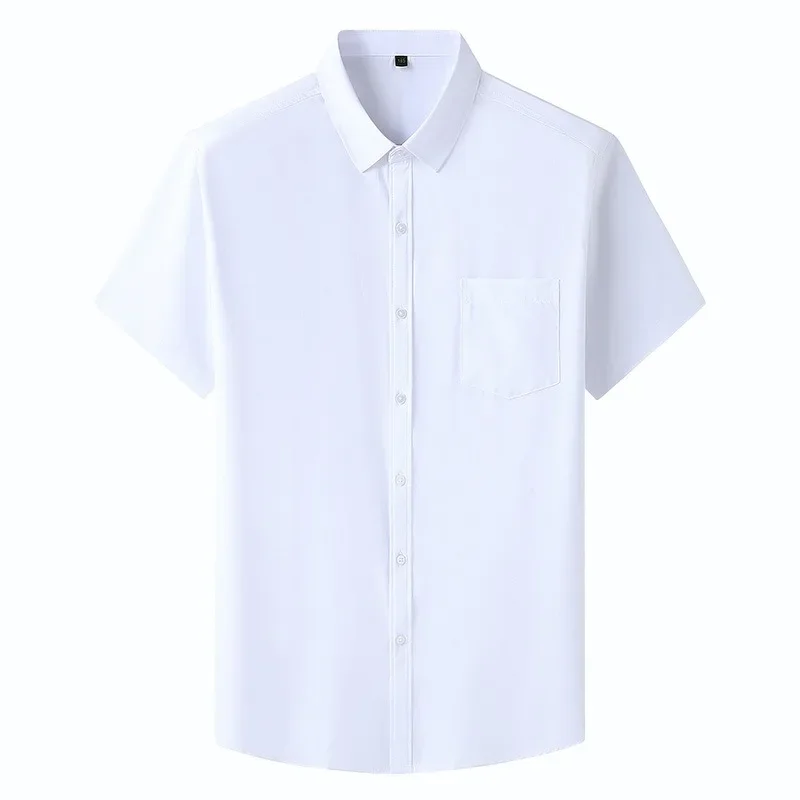 Summer Shirts for Men Big Size 1XL-7XL Business Formal Shirt Men Short Sleeve Solid Color White Shirt 115-205KG