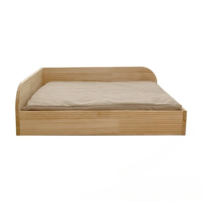 

Pet solid wood bed off the ground moisture-proof cat all seasons removable washed canvas kennel wooden
