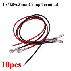 10pcs 2.8/4.8/6.3mm Crimp Terminal Splice Female Spade Connector Splice With Red Black Wire 20cm