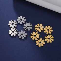 EUEAVAN 5pcs Flower Charms Stainless Steel Charm for Jewelry Making Tiny Minimal Small Pendant DIY Necklace Bracelet Gifts