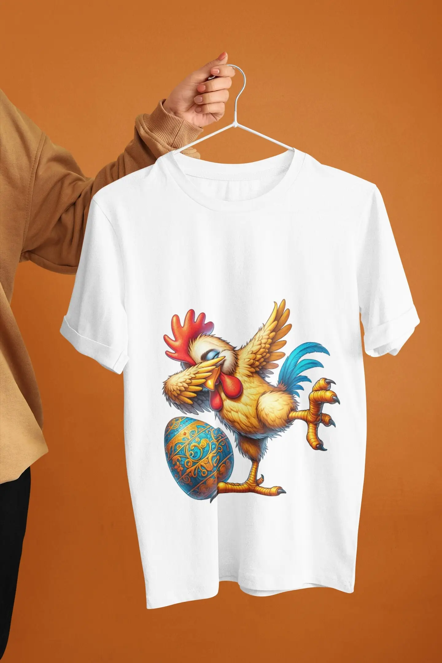 Easter Chick Bunny Ears T Shirt Top Cute Dabbing Chicken with Eggs Celebration Idea Spring Season Fashion