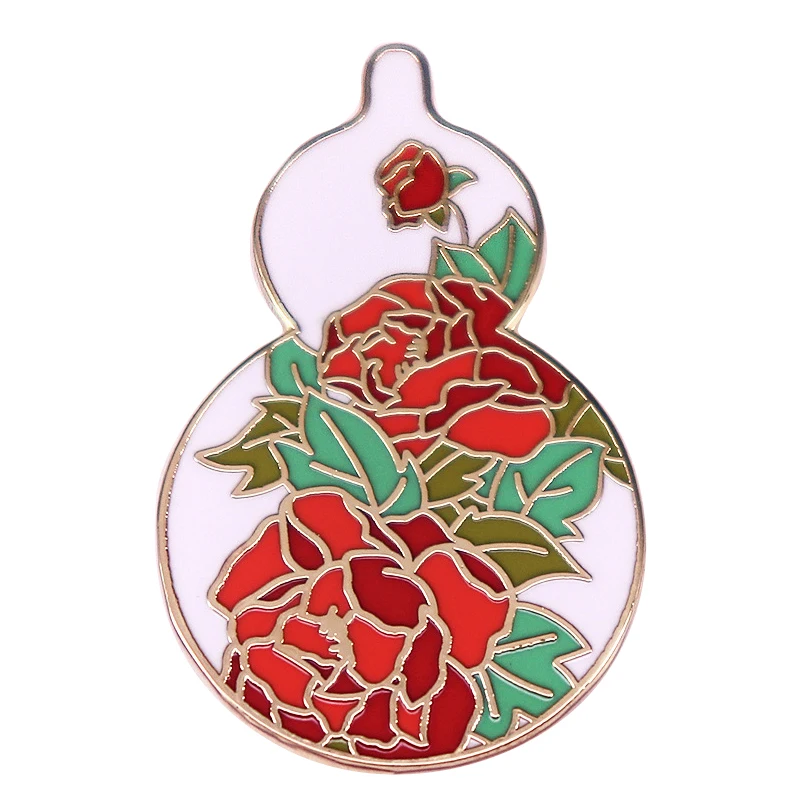 A2727 bunga Peony labu koper lencana bros untuk pakaian pin Enamel pin Lapel untuk ransel Aksesori hadiah penggemar