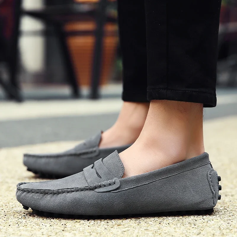 

Mens Loafers Moccasins Slip On Men's Flats Male Driving Men Casual Fashion Men Shoes Handmade Suede Genuine Leather