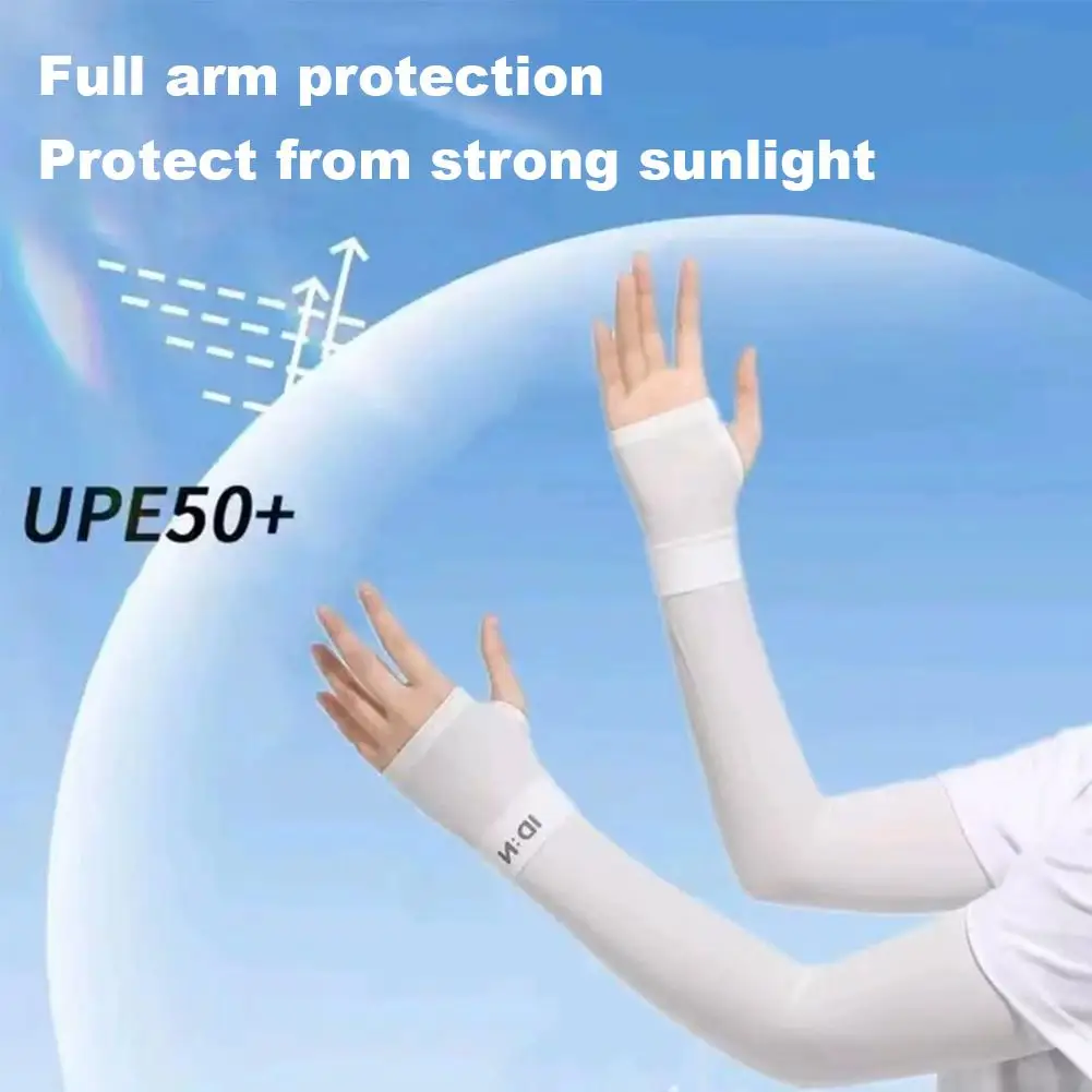 

UPF50+ Full Arm Sun Protection Sleeves with Finger Hole, Cooling Breathable Elastic UV Protection Arm Covers for Outdoor Sports