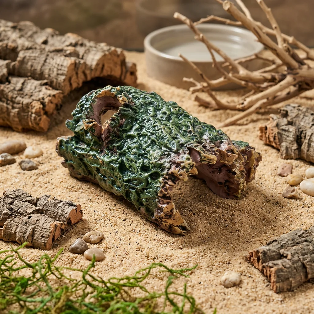 Reptilien-Versteckhöhle, Rindentähnliche Terrarium-Landschaftsdekoration für Kleine Eidechsen und Geckos, Harz-Habitat-Ornament-Zubehör – Detail 7