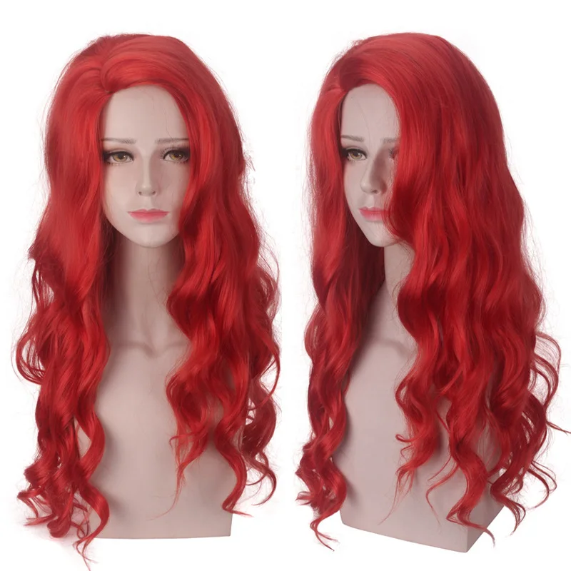 Wig, European and American movie Aquaman 2, Aquaman, Princess Mera, red split wig Synthetic fiber wig