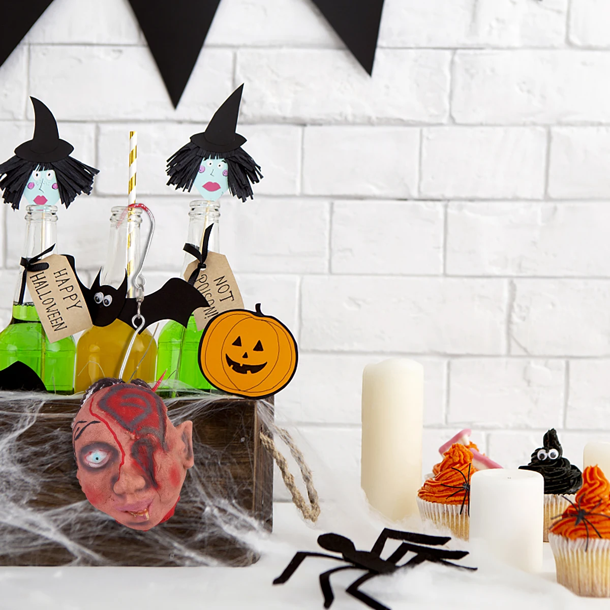 

Haunted House Decorations Realistic Cut Off Head Prop Plastic Alloy Halloween Party Supplies Scary Dead Head Ornament
