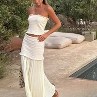 KONDALA-traje Sexy y elegante para mujer, Top sin mangas de tubo liso hasta el tobillo, falda empalmada, moda 2025, conjuntos de vacaciones para primavera y otoño