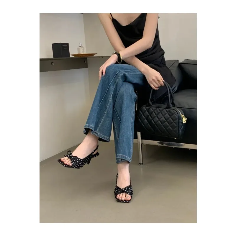 2026 Summer Women Floral Polka Dot Slingback Sandals Square Open Toe Elegant Ladies Office Daily Dating Dress Fashion Pumps image 5