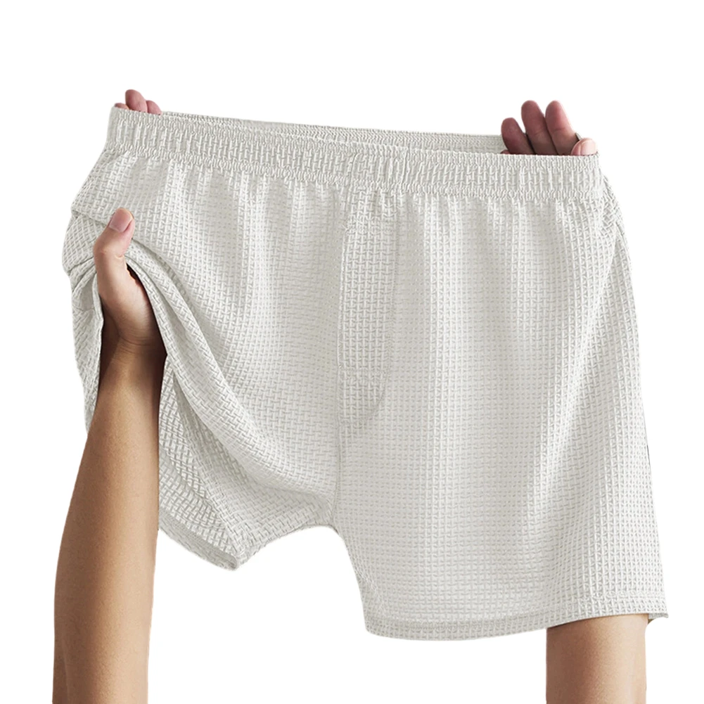 1pc Men Ice Silk Loose Boxer Shorts Ultra Thin Breathable Underwear Solid Color Elastic Waist Trunks Pajama Pants Comfortable