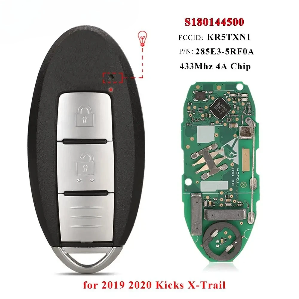 

S180144500 Keyless для Nissan Kicks X-Trail 2019 2020 бесконтактный смарт-брелок для автомобиля 433 МГц 4A NCF29A1M TXN1 285E3-5RF0A