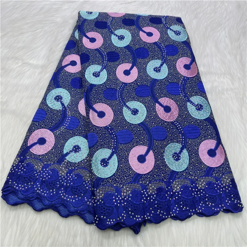

5 yard Heavy Beaded Embroidery African 100% Premium Cotton Fabrics High quality Swiss Voile Lace Popular Dubai Style 27L59504