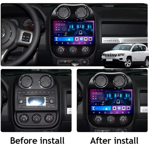 Imagen 2 del producto Radio Multimedia para Auto con Android 16 para JEEP Compass Patriot 2011-2017, Reproductor con GPS, Navegación, Carplay, Estéreo, 4G, Bluetooth, Sin DVD 2din