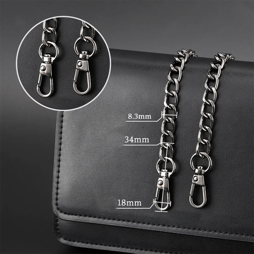 40-120cm Handbag Metal Chains Shoulder Bag Strap DIY Purse Chain Gold Silver Bronze Black Handles Bag Accessories Chain