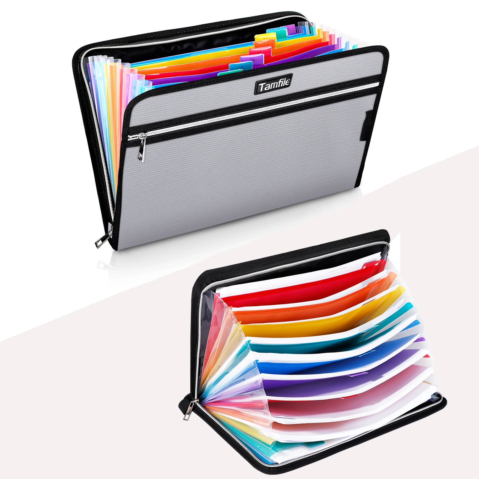 Fire Safe Water Resistant Accordion File Pocket Folder Expandable Filing Folder with 12-Page Organ Folder, A4 Size, 2 Zippers
