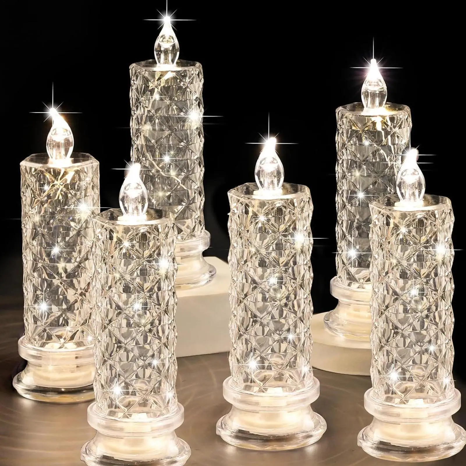 フレームレスキャンドル-6-個ロマンチックなローズシャドウ結婚式の装飾フレームレスピラーキャンドルバレンタインパーティークリスマステーブル用