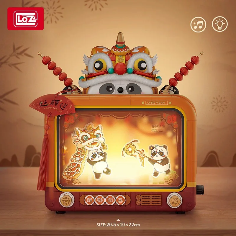 LOZ-1966 Panda shadow play TV Spring Festival building blocks toy educational model assembled decoration boy New Year toy gift
