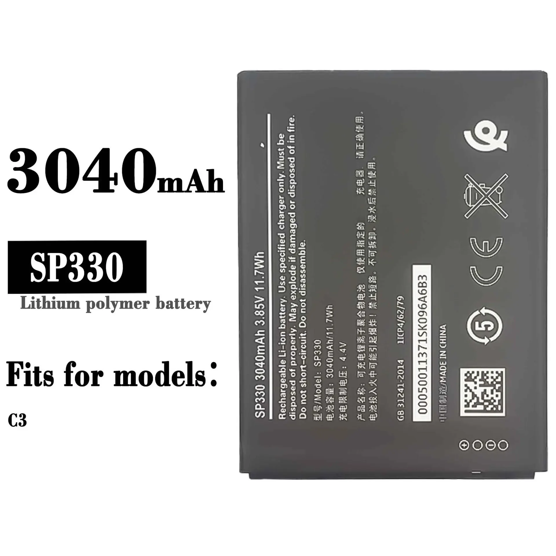 Batería de repuesto SP330 de alta calidad, 3040mAh, para teléfono móvil Nokia C3, nuevas baterías internas de litio integradas