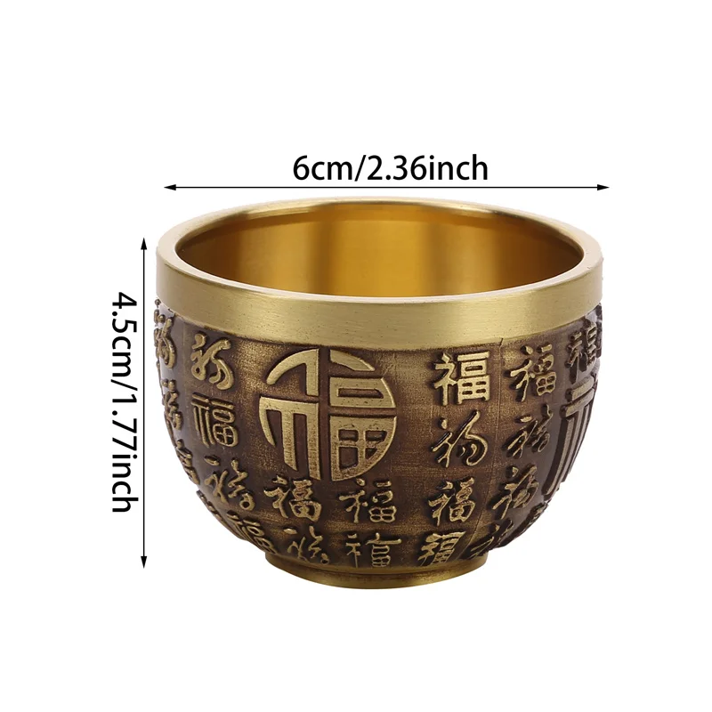 Brass Cornucopia Baifu Rice Cylinder Desktop Small Ornament Ashtray Study Decoration Gift Home Decoration Accessories Cup