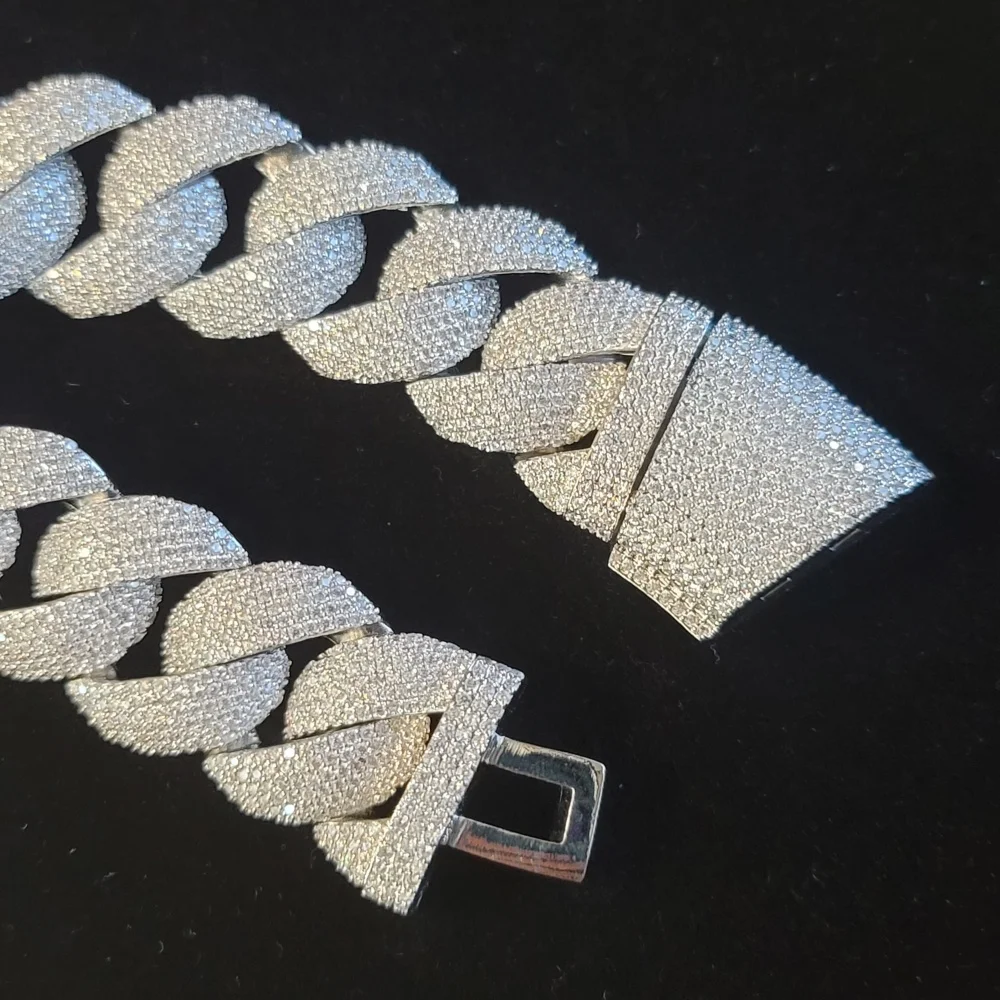 Iced Out Fashionable Miami Cuban Chain Heavy 24MM Bracelet Full Diamonds Necklace  Laser Engraving On The Back Hip Hop Jewelry