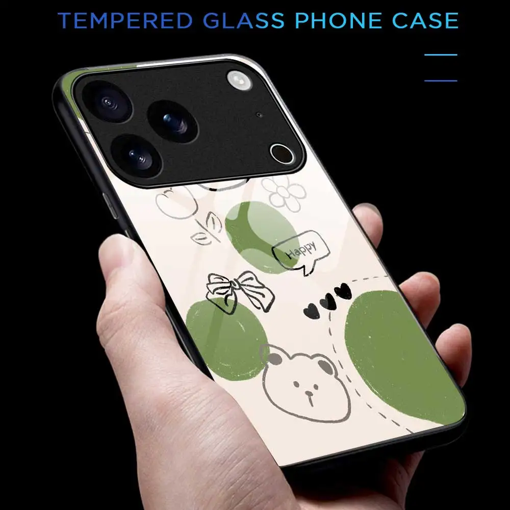 حافظة لهاتف آيفون 17 برو ماكس 17 اير 16 15 14 برو ماكس بلس 13 12 11 برو ماكس 16e XS ماكس XR X 7 8 غطاء زجاجي