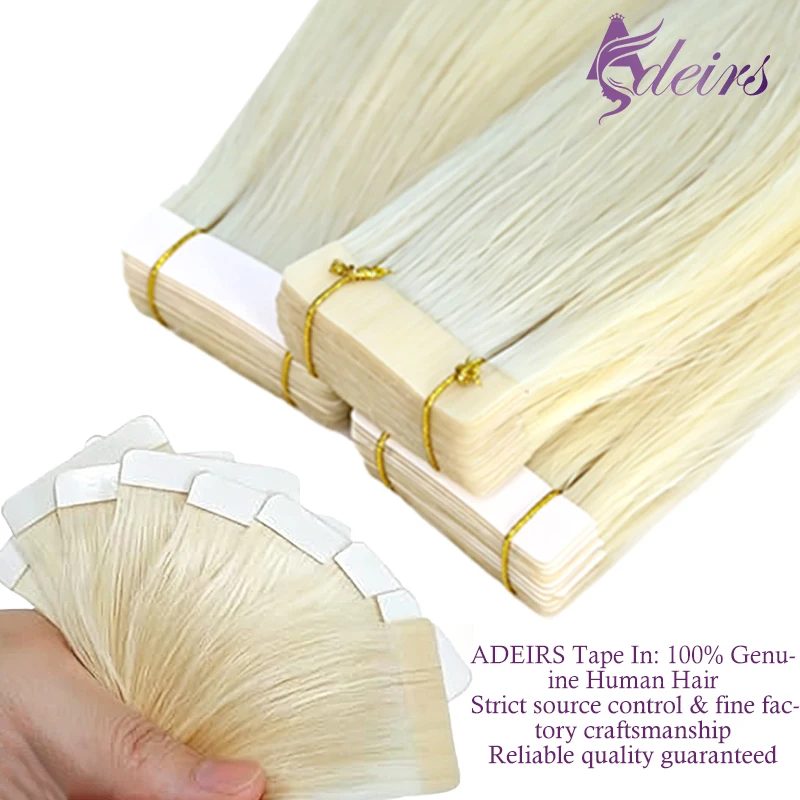 

ADEIRS High Quality Straight Tape In Human Hair Extensions 100% Real Natural Hair Extension Remy Hair Brown Blonde Invisible
