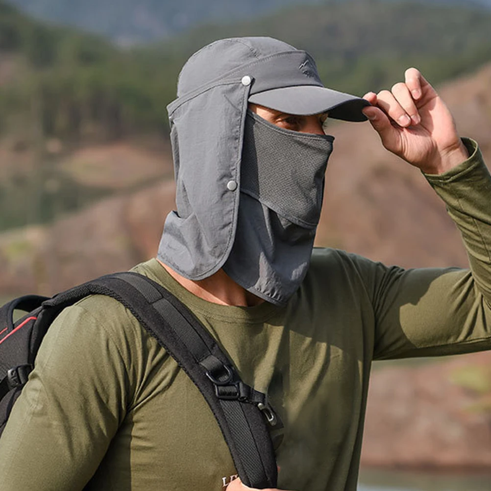 

Sun Visor Hat for Fishing Face Mask Cover Anti-UV Quick Drying Outdoor Cap Neck Flap Removable Face Neck Shield Hiking