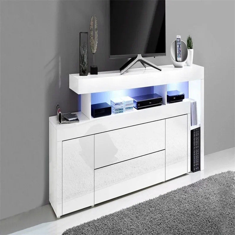 l # Top Quality Multi Function Storage Minimalist Grey Melamine Wood TV Stand With Light