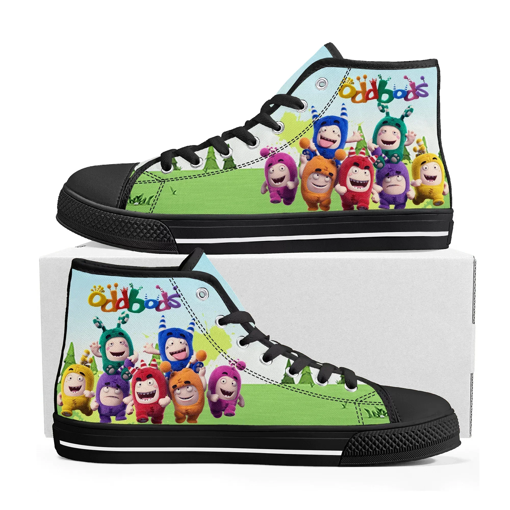 

Oddbods High Top Sneakers Mens Womens High Quality Canvas Sneaker Singapore Anime Cartoon Casual Custom Made Shoes