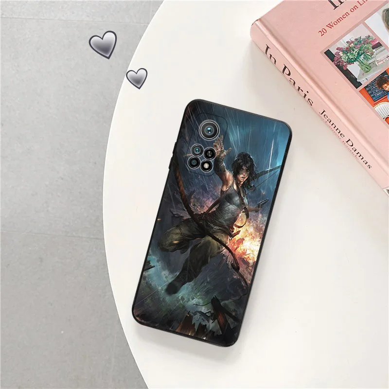 Silicone Black Phone Cases for Redmi Note11 Pro 10A 10C 9A 9C 9i 9T Note 9s 10 Lite 10s 11s 11 Tomb Raider Lara Croft Mi 9 Cover