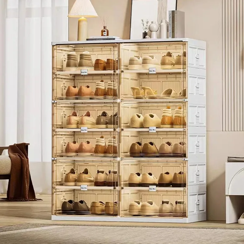Folding Large Capacity Shoe Cabinet Multipurpose Plastic Storage Shoe Cabinet Space Saving Meuble Chaussure Hallway Furniture