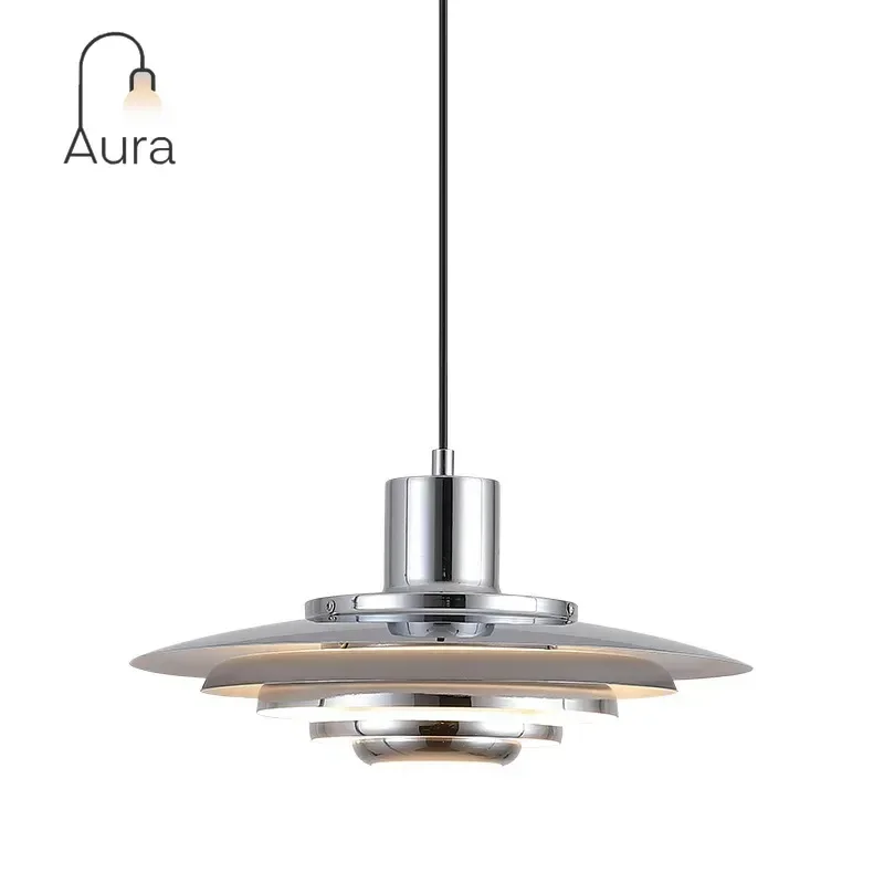 الشمال مصباح الأبيض الفضة معدن E27 بساطتها LED الثريا الفن تصميم المطبخ غرفة نوم ديكور المنزل قابل للتعديل قلادة ضوء #6