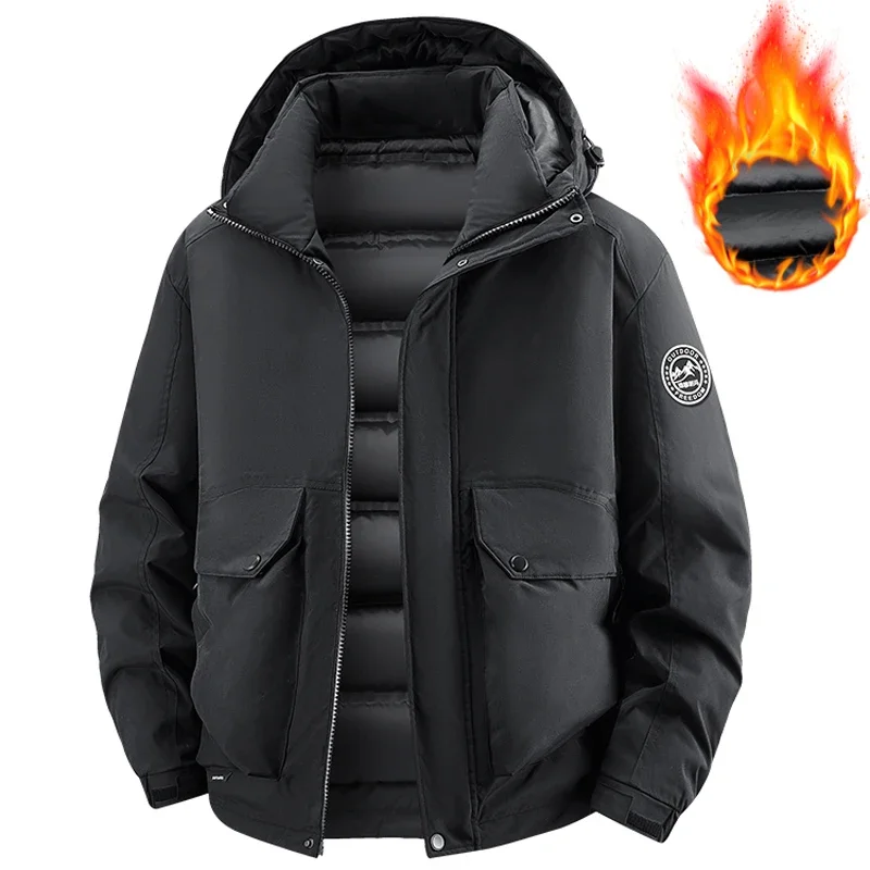 Plus Size 7XL 8XL Casual Cotton-padded Jacket Men Winter Hoodies Women Multi-pocket Windbreakers Cargo Coats Parkas Men Clothing