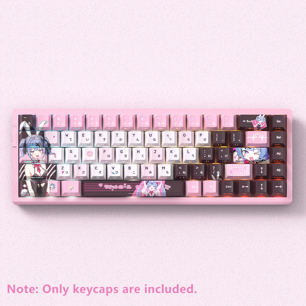

74/129 key anime-style keycaps, CHERRY high-profile embossing, PBT material, color block combination