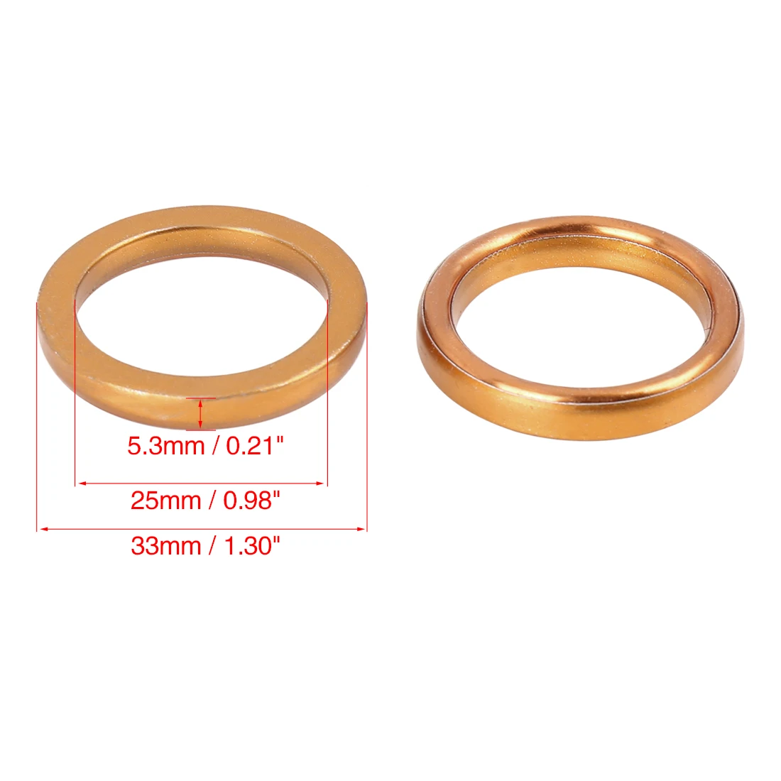 UXCELL 10pcs 25mm ID 33mm OD Motorcycle Exhaust Muffler Pipe Gasket Copper Tone for Jiangling JH70 100 110 125 150CC