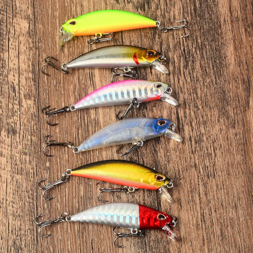 

6pcs Sinking Minnow Lure Artificial Hard Wobblers Sinking Minnow Swimbaits For Bass Pike Freshwater Fishing