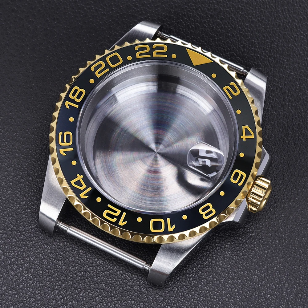 40mm Watch Case Sapphire Glass Sloping Bezel for SUB NH35 NH36 NH34 Miyota8215 Eta2824 Movt GMT-MASTER Mod Case Replacement Part