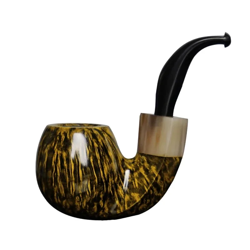 

MUXIANG табачная труба из бриши ручной работы, форма трубы Oom paul и дизайн, способствующий дым в подставке для подбородка, украшение рожкового кольца