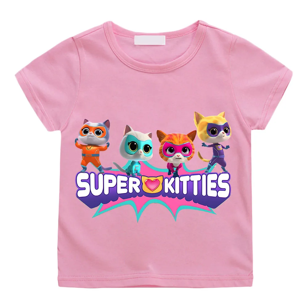 

Летняя футболка из 100% хлопка SuperKitties, футболка с рисунком гордости для мальчиков, Короткие топы Y2k, цельные футболки с рисунком из аниме, детская одежда для девочек