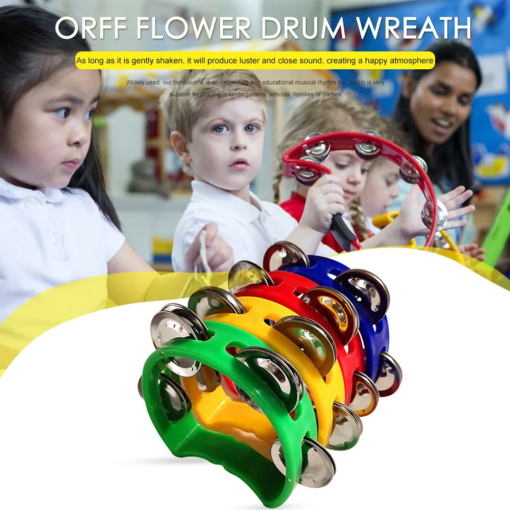 4 pezzi tamburello jingles sonaglio campana strumenti musicali per giochi per bambini in festa