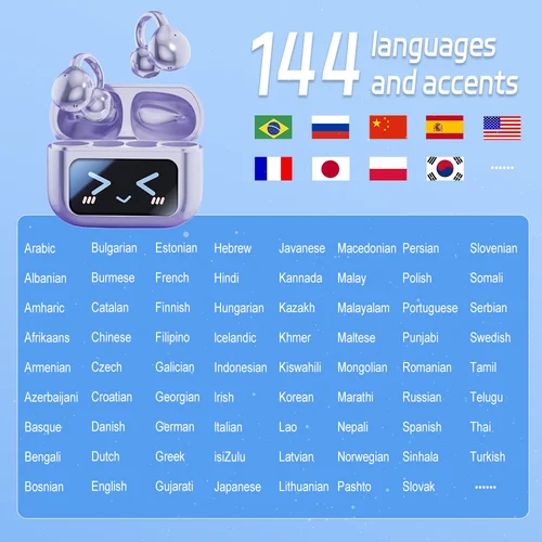 Imagen 2 del producto Auriculares inalámbricos Bluetooth con pantalla táctil, cascos con traducción en tiempo Real en 144 idiomas, Audio HiFi, auriculares para juegos deportivos