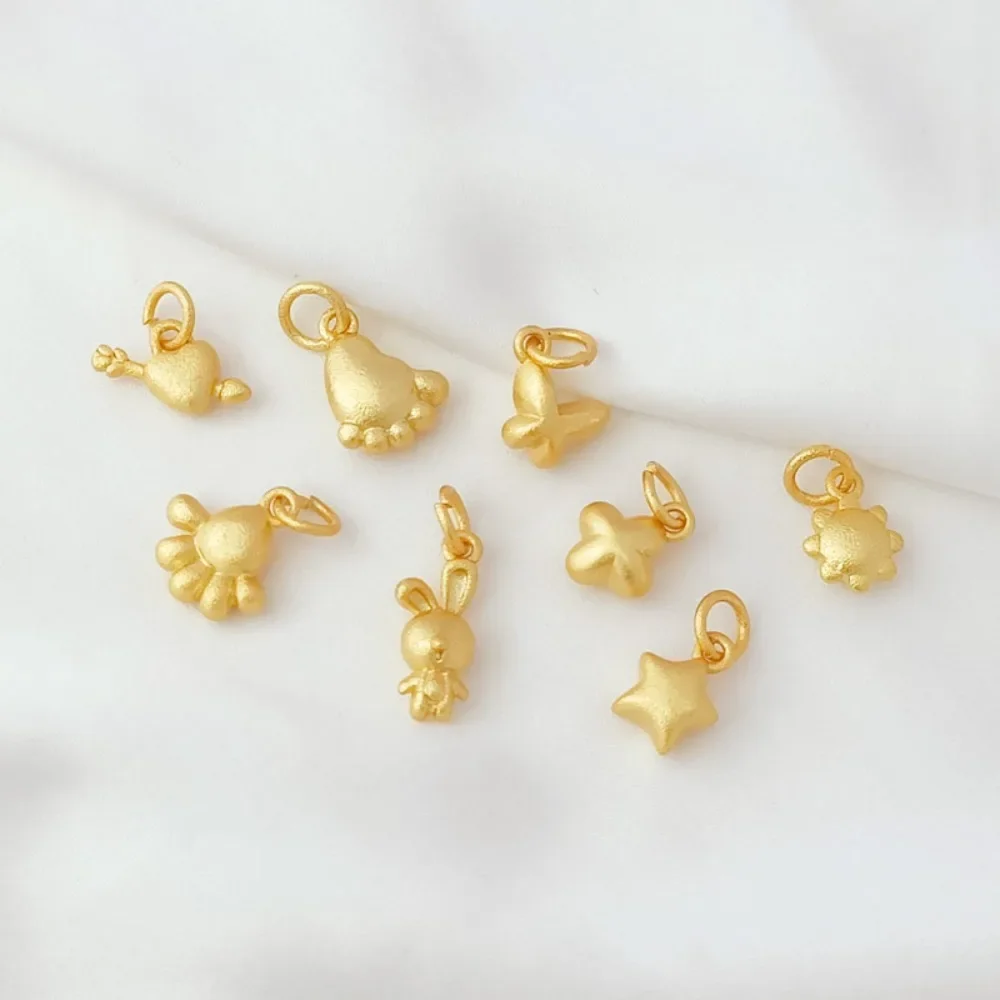 

Sand Gold Little Star Rabbit Butterfly Sun Hand and Foot One-arrow Piercing Heart Small Pendant Diy Bracelet Pendant