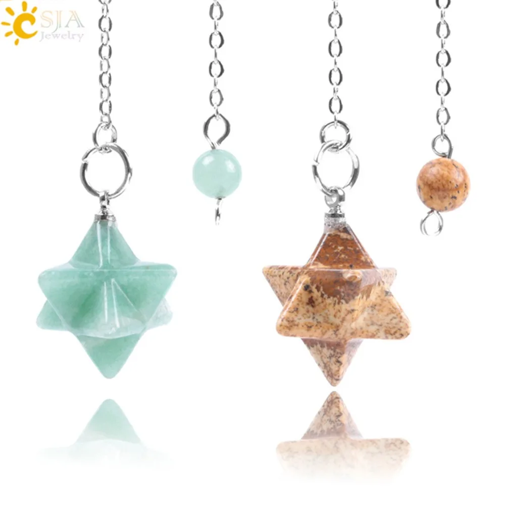 Natural Gem Stones Merkabah Pendulums Crystal Quartz Reiki Quartz Pendulum Merkaba Star Onyx Necklaces Pendant